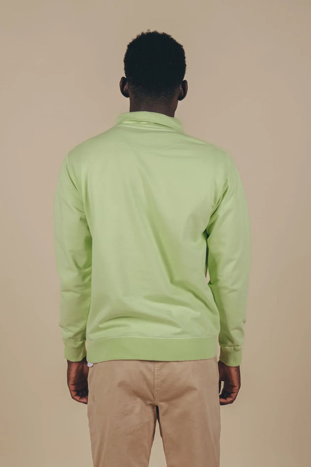 Men's Sauce Pigment Quarter Zip Sweater Spring Green