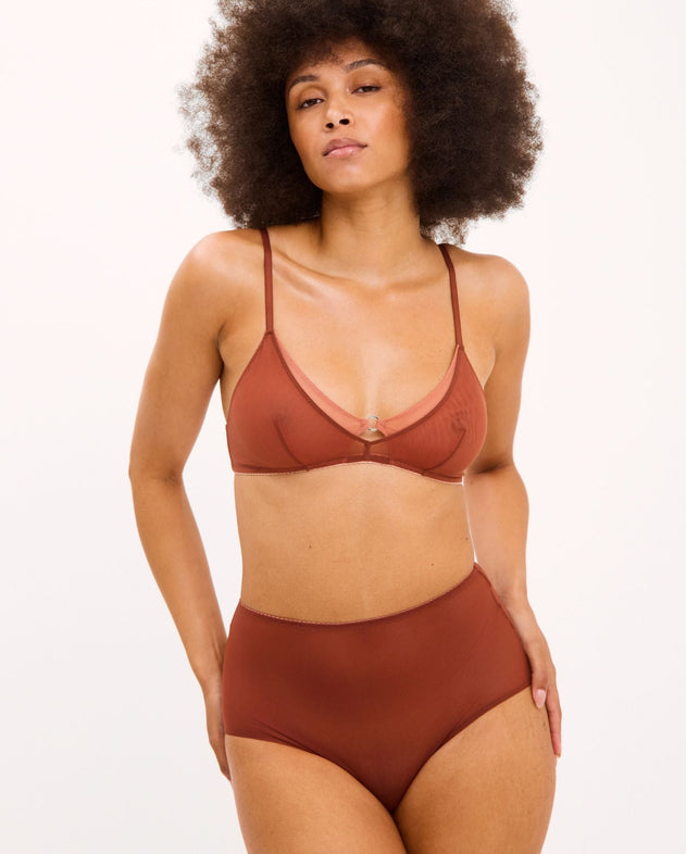 Mesh Double Triangle Bralette Rust