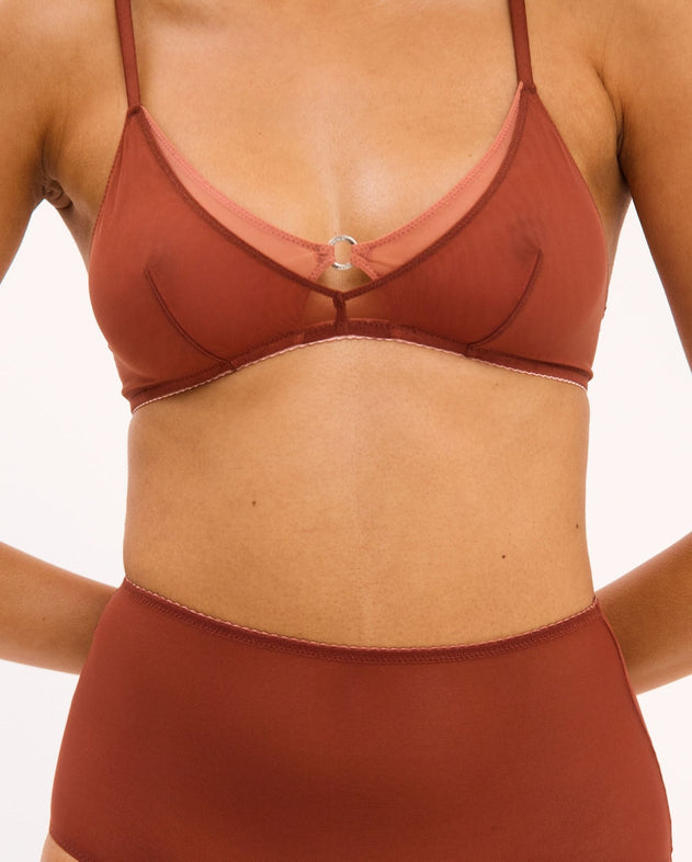 Mesh Double Triangle Bralette Rust