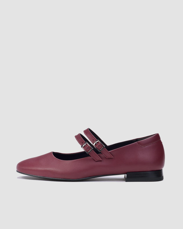 Mary Jane Double Strap Ballerinas Cherry Red