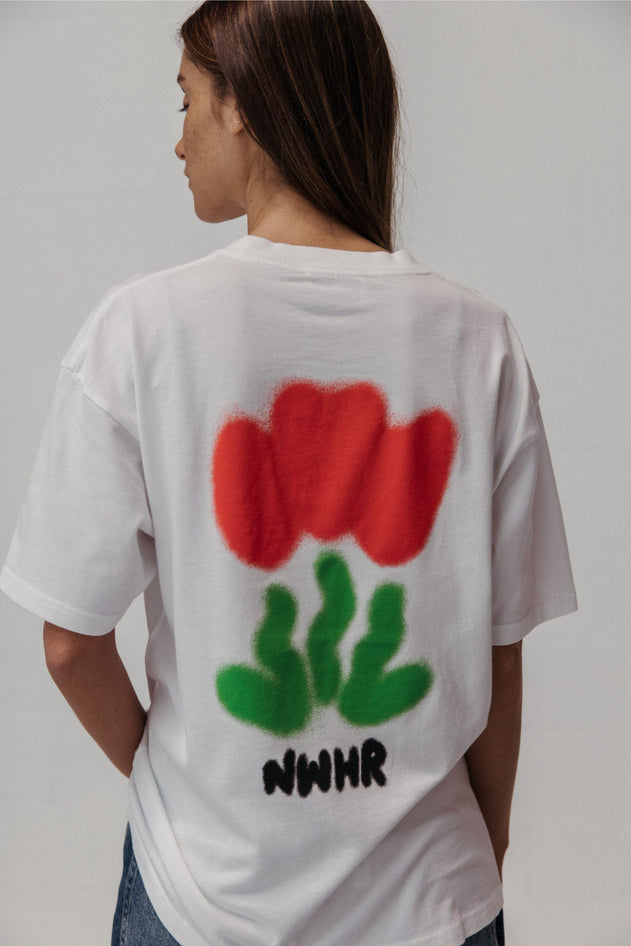 Tulip Print T-Shirt White