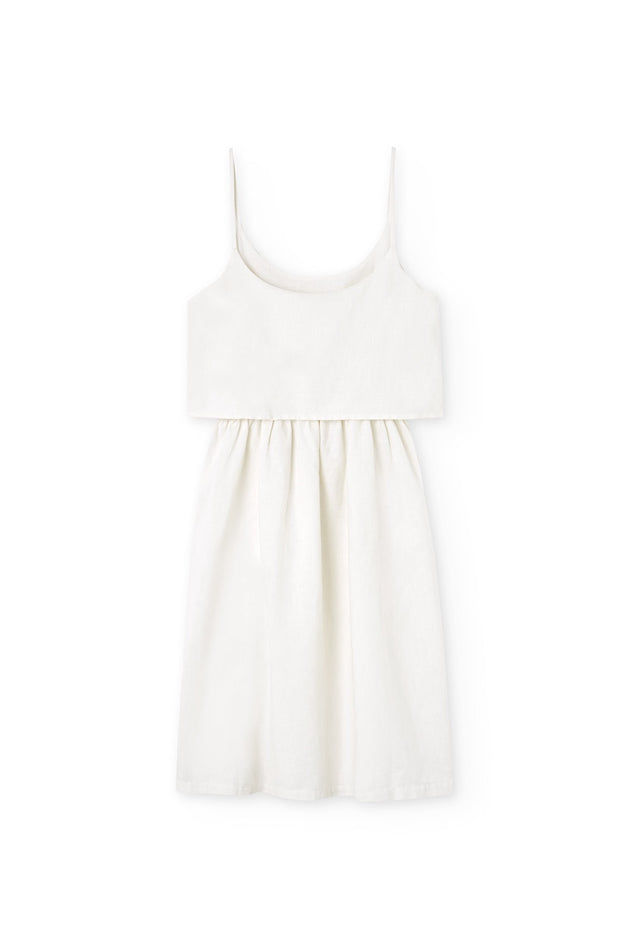 Henar Linen Blend Strap Dress White
