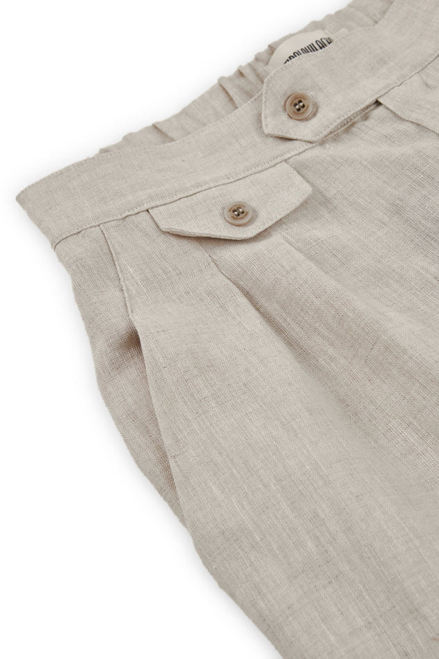 Bijoux Linen Pleated Trousers Beige