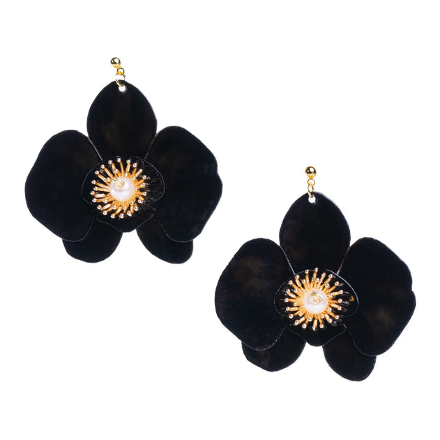 Butterfly Orchid Stud Earrings Seadust Green