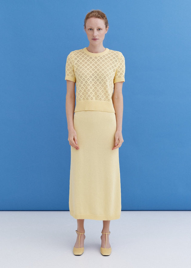 Knitted Cotton Lace Top and Skirt Set