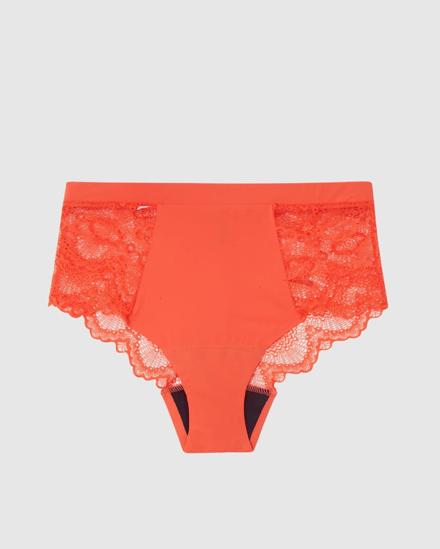 Highwaist Lace Briefs Medium Flow Period Panties Fiery Red