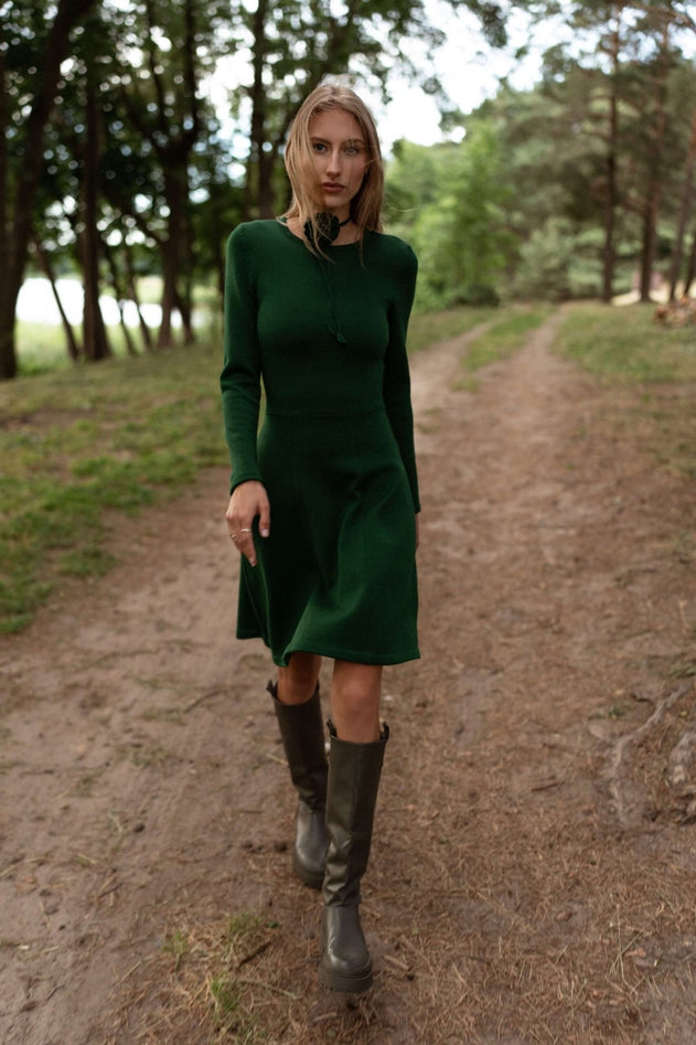 Mini Knitted Merino Wool A-Line Dress