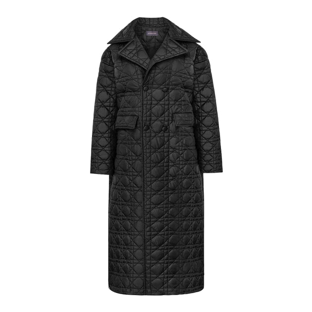 Area Long Quilted Coat Black