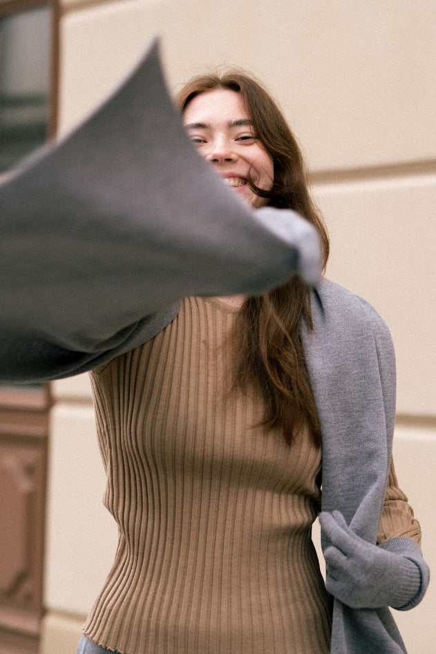 Via Merino Wool Scarf Light Grey