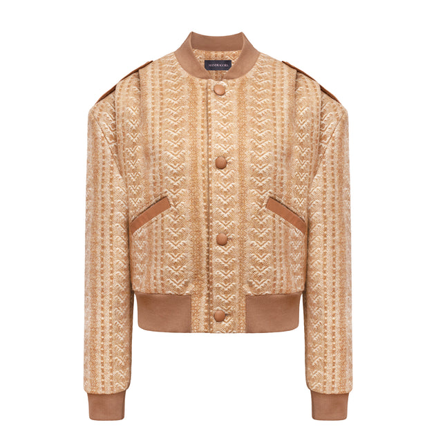 Ira Patterned Wool Bomber Jacket Caramel