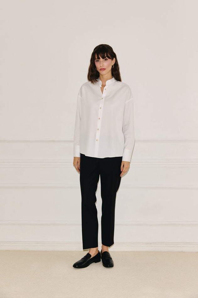Stand up collar shirt white