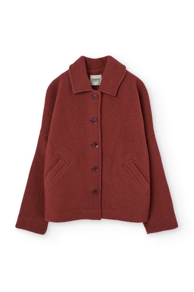 Merino Wool Short Coat in Red