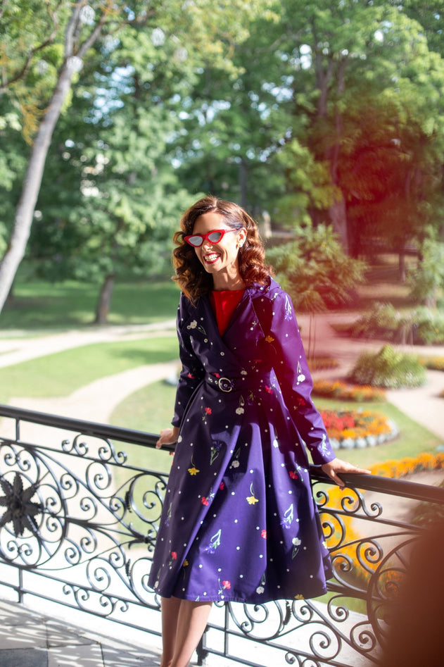 Double Breasted Trench Coat Violet Bloom