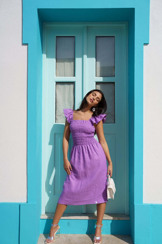 Ariela Linen Dress Iris