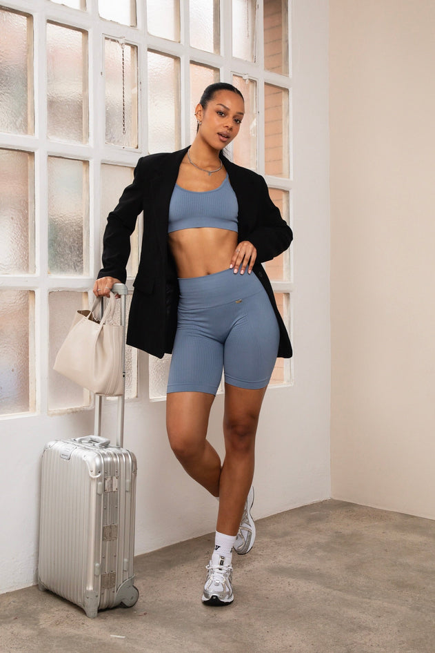 Wave Sports Bra Steel Blue