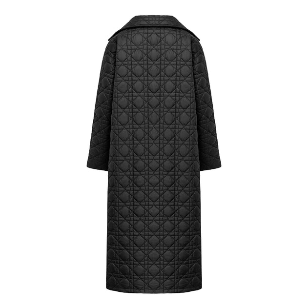 Area Long Quilted Coat Black