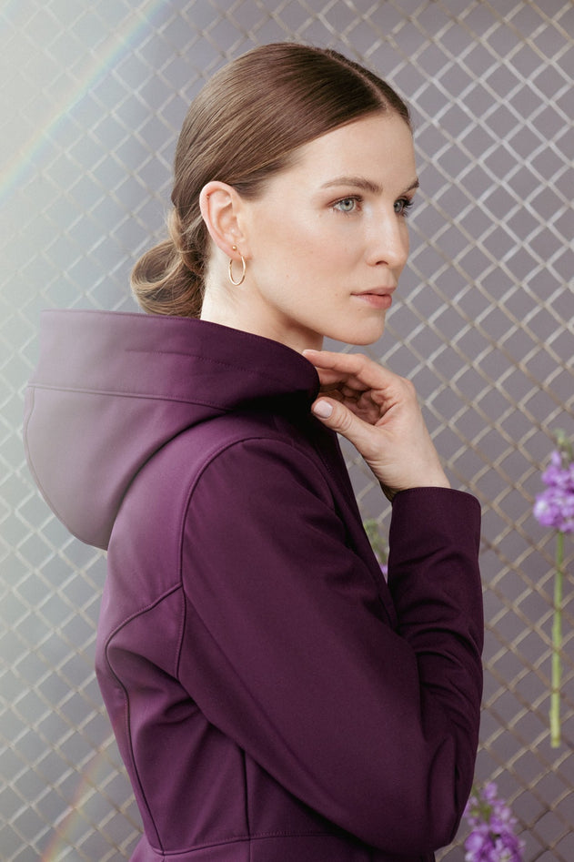Fit and Flare Raincoat with Pleated Hem Ruby Purple