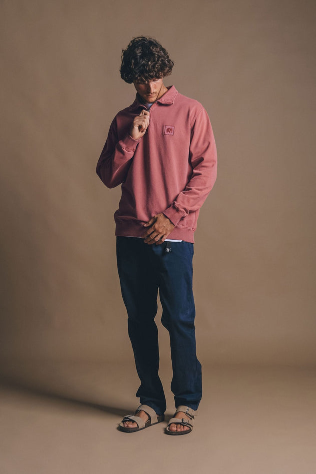 Men's Sauce Pigment Quarter Zip Sweater Burning Sky