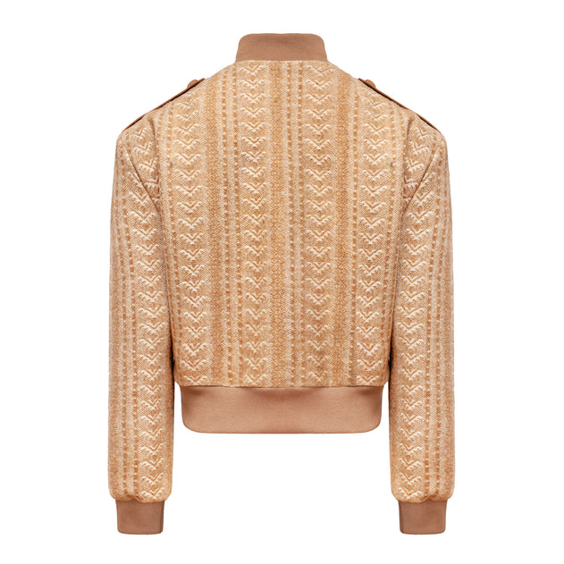 Ira Patterned Wool Bomber Jacket Caramel