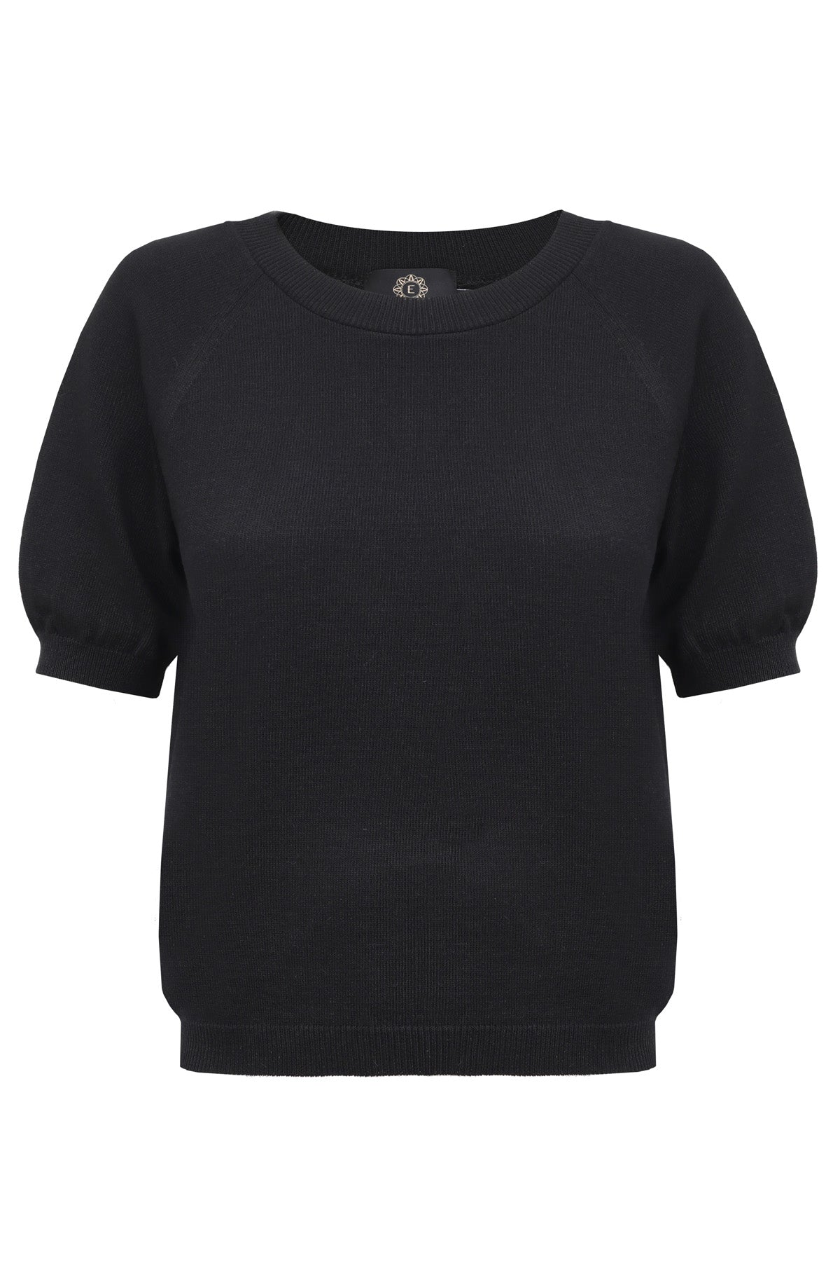 Amelié Knitted Short Sleeved Blouse Black