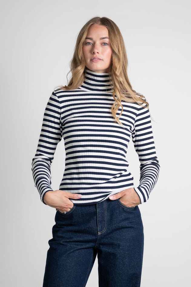 Striped Longsleeve Turtleneck Navy/White
