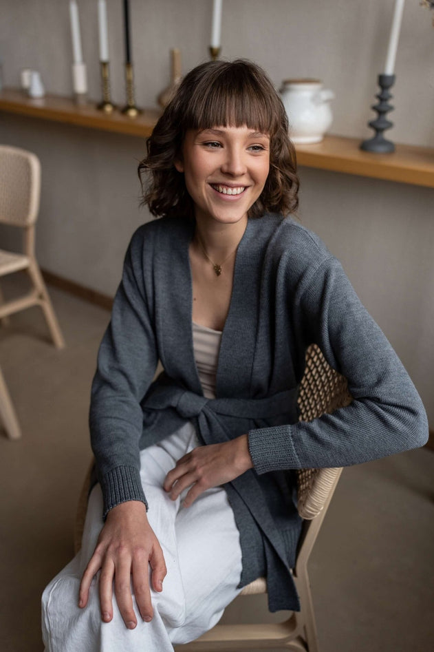 Merino Wool Cardigan With a Belt