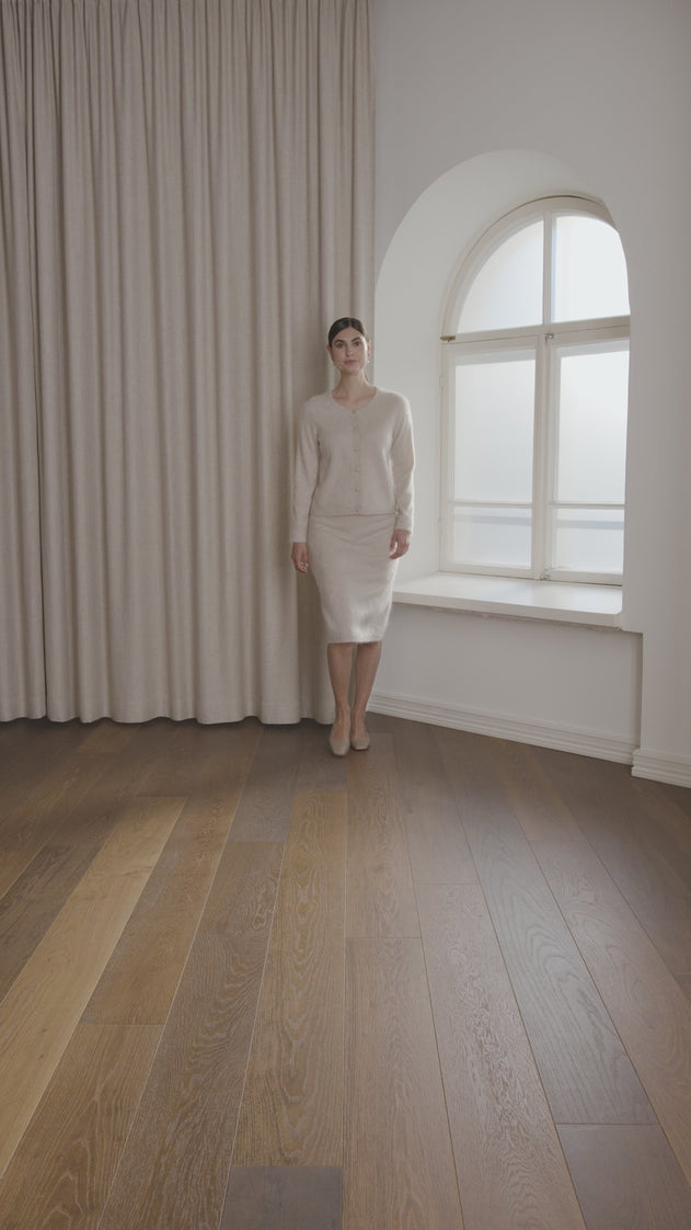 Knee-Length Cashmere Skirt Latte