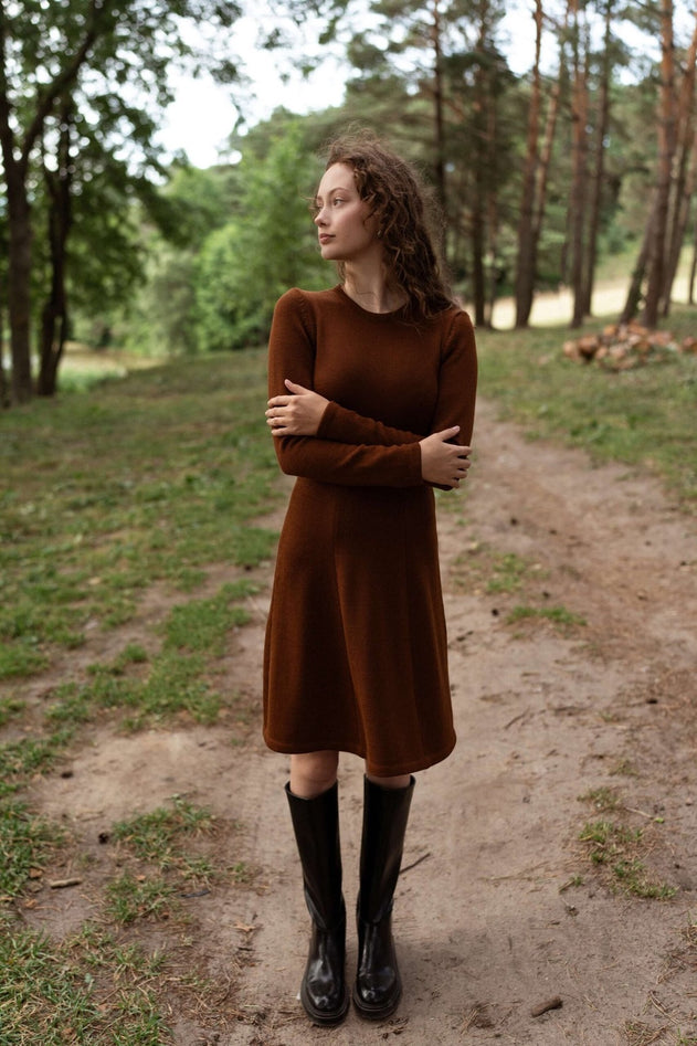 Mini Knitted Merino Wool A-Line Dress