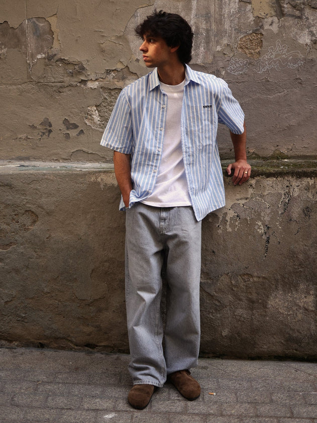 Cropped Oldies Shirt Blue Striped