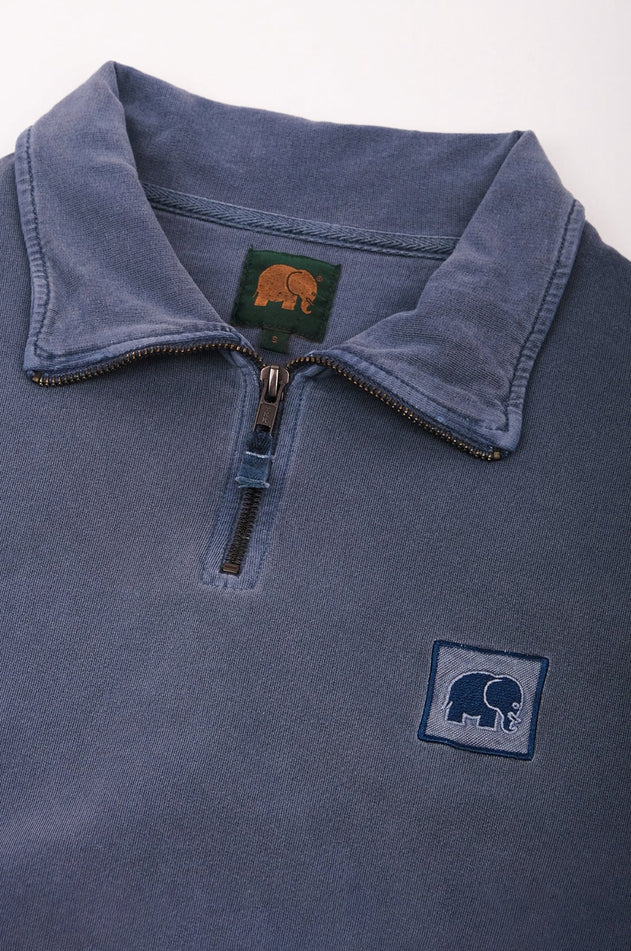 Men's Sauce Pigment Quarter Zip Sweater Faded Navy