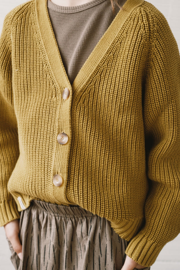 Kid's Giova Short Cardigan Mustard