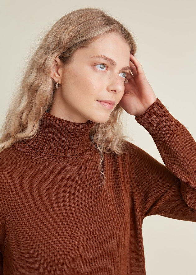 Turtleneck Knitted Merino Wool Sweater Dress