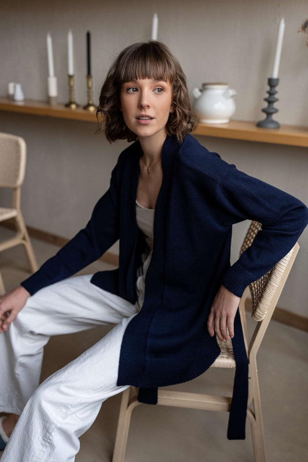Merino Wool Cardigan With a Belt