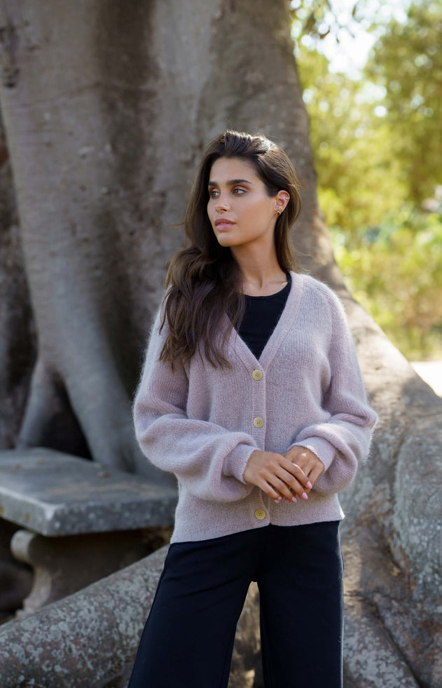 Elsie Mohair Cardigan Harbor Mist