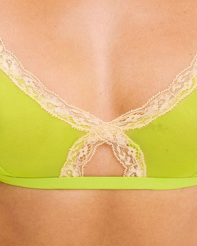 Mesh Lace Cut-Out Triangle Bralette Zesty Lime