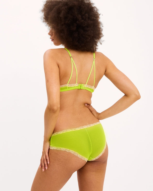 Mesh Lace Cut-Out Triangle Bralette Zesty Lime