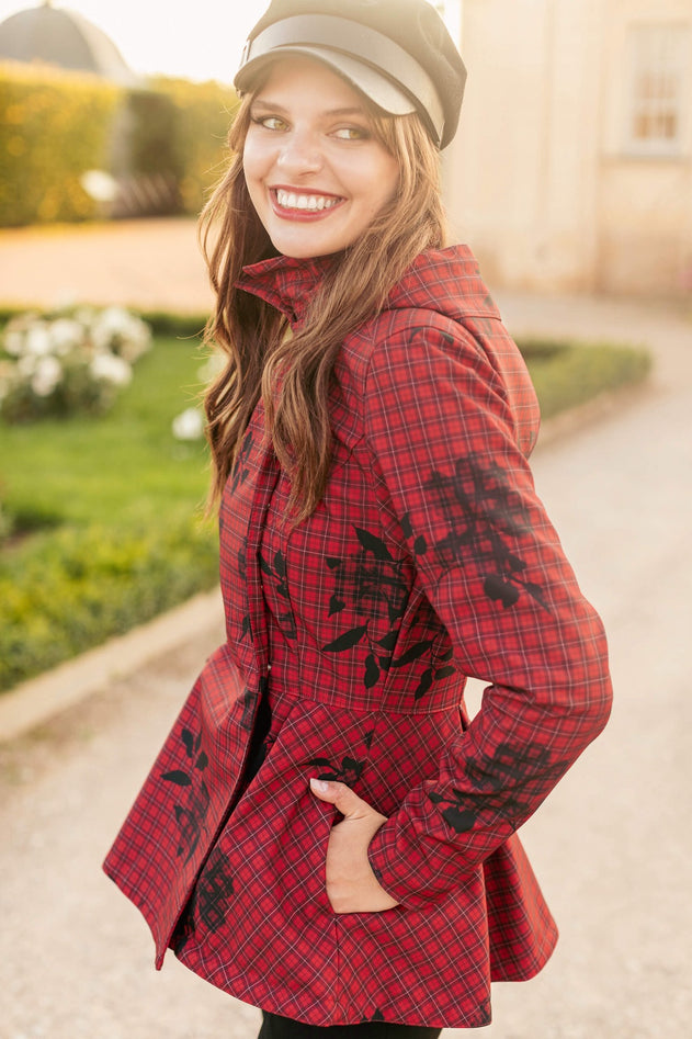 Double Breasted Jacket with Detachable Hood Crimson Heart Red