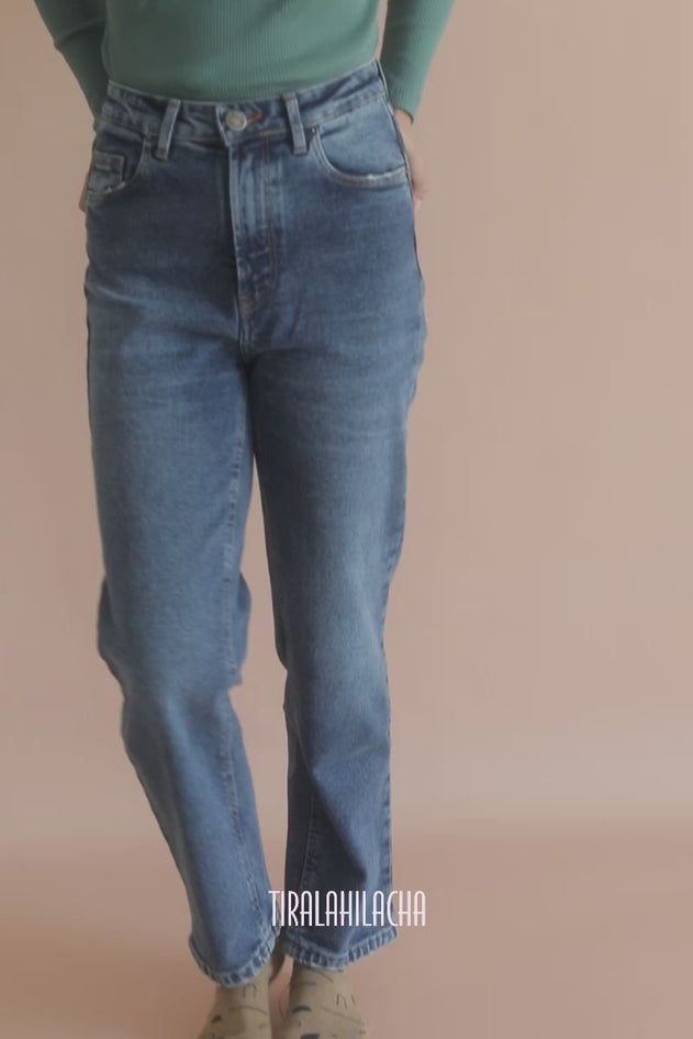 Gueda Momfit Denim Trousers Washed Blue
