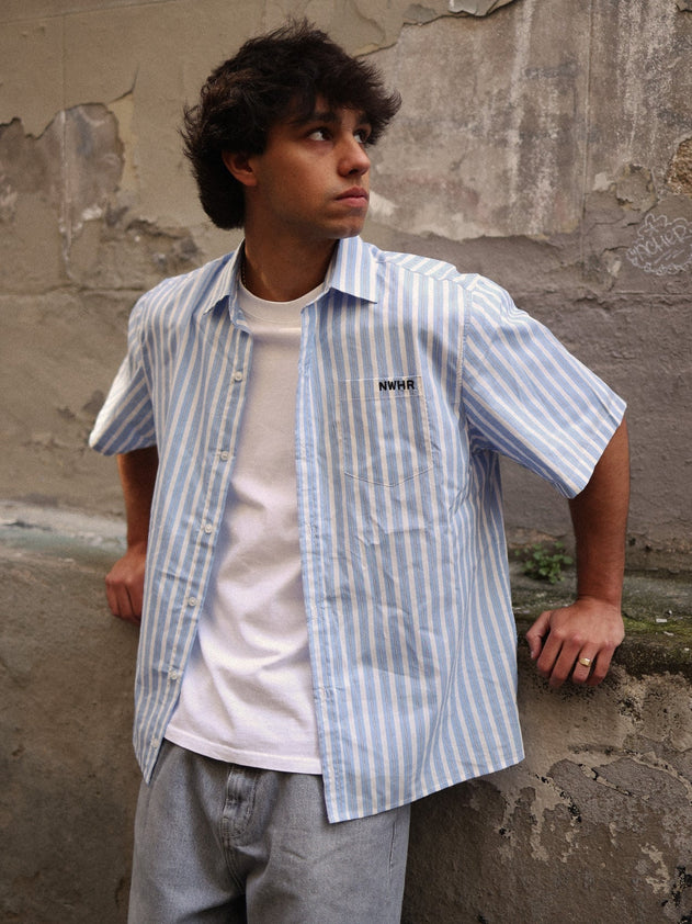 Cropped Oldies Shirt Blue Striped