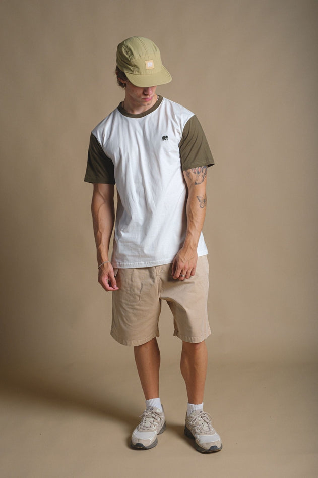 Color Block T-Shirt Natural/Dark Olive