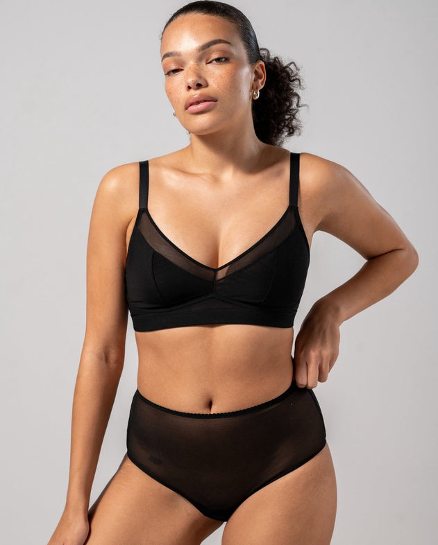 Mesh Support Bra Black