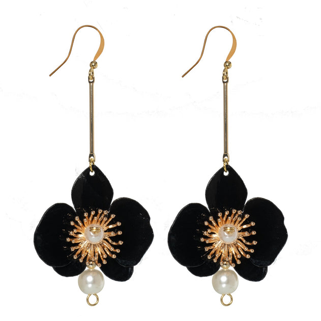 Butterfly Orchid Pearl Earrings Scarlet