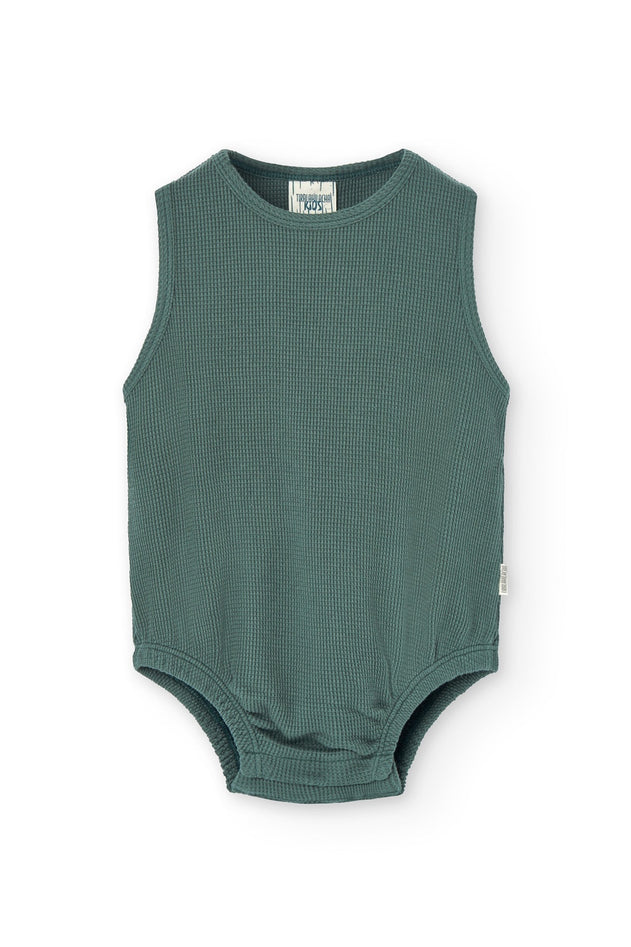 Baby's Haoa Waffle Romper Blue