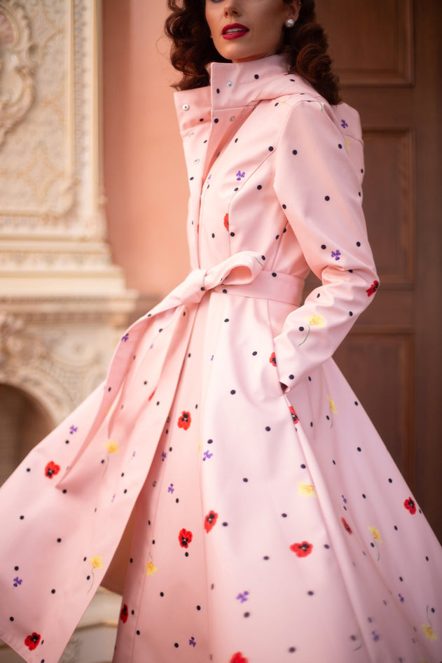 Fit and Flare Raincoat with A-Line Hem Cotton Candy Pink