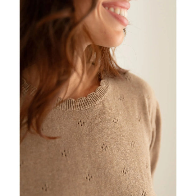 Short Sleeve Knit Sweater Mocha