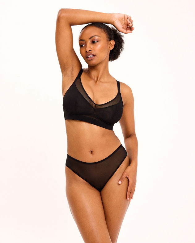Mesh Support Bra Black