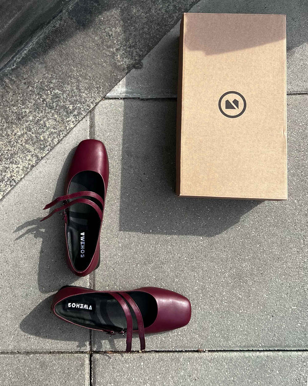 Mary Jane Double Strap Ballerinas Cherry Red