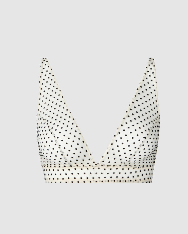 Mesh Plunge Bralette Polka Dots