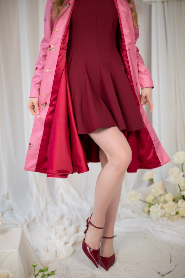 Fit and Flare Raincoat with Full Circle Hem Raspberry Sorbet