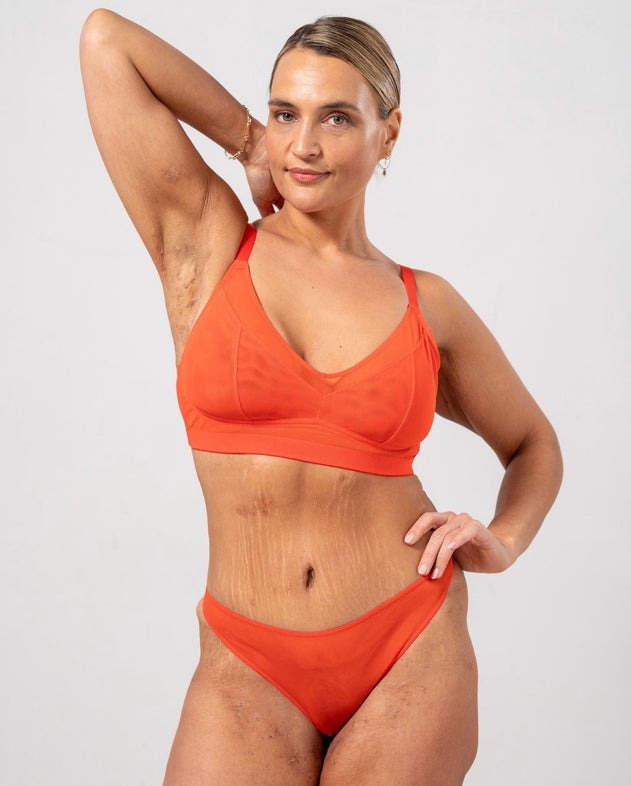 Mesh Support Bra Fiery Red